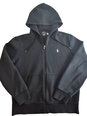 Polo Ralph Lauren Hoodie Zip Black M Heavy Cotton Logo Hooded Jacket